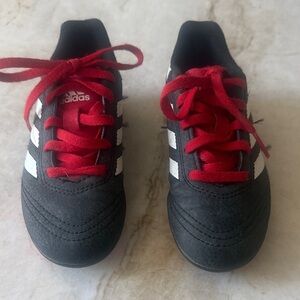 adidas Kids Black Sneakers with Red Laces and White Stripes